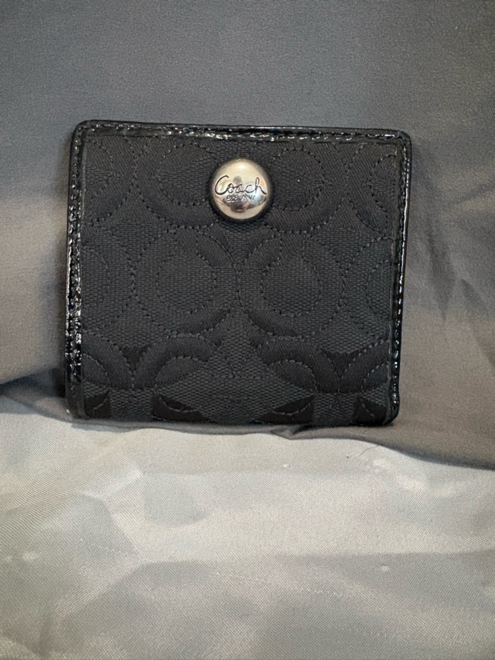 Coach Black Signature Quilted Coin Wallet